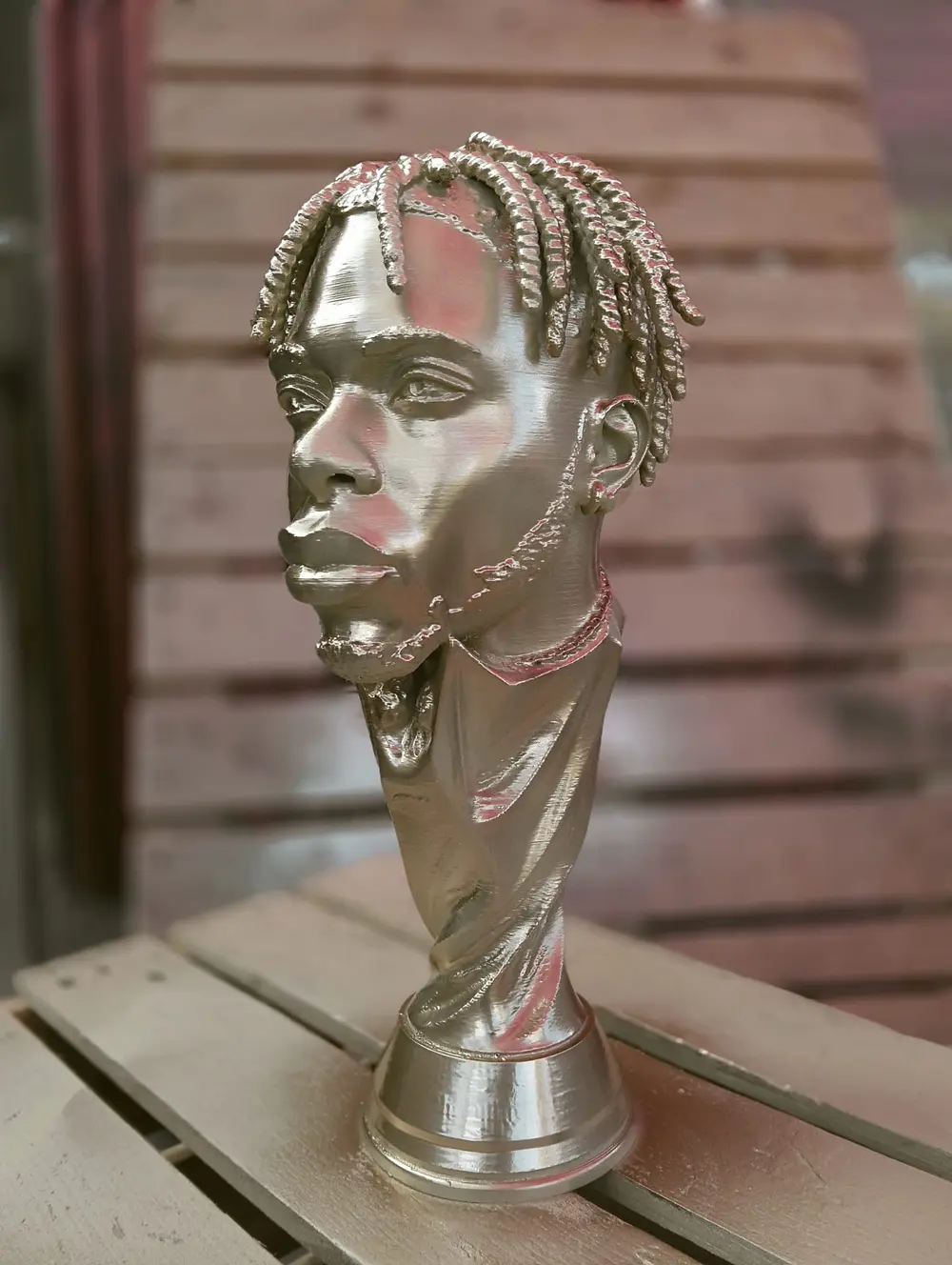 Custom trophy bust designed and 3D printed by Nexform