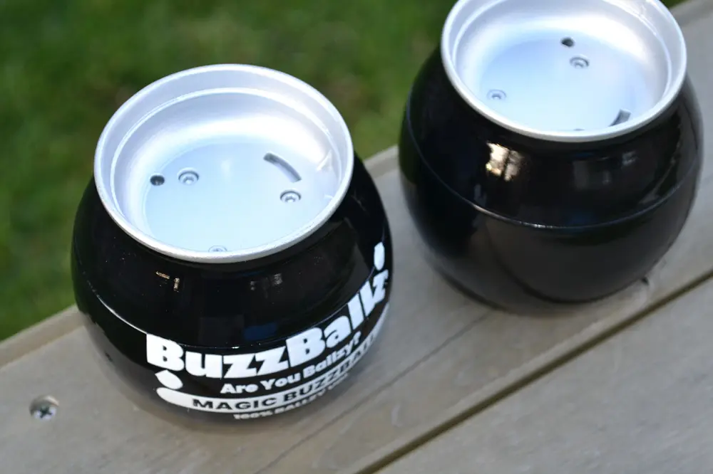 BuzzBallz prototypes with fitted metal inserts during development