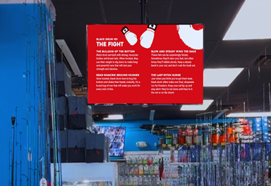 A photo of a WildCard demo screen inside a bait and tackle store