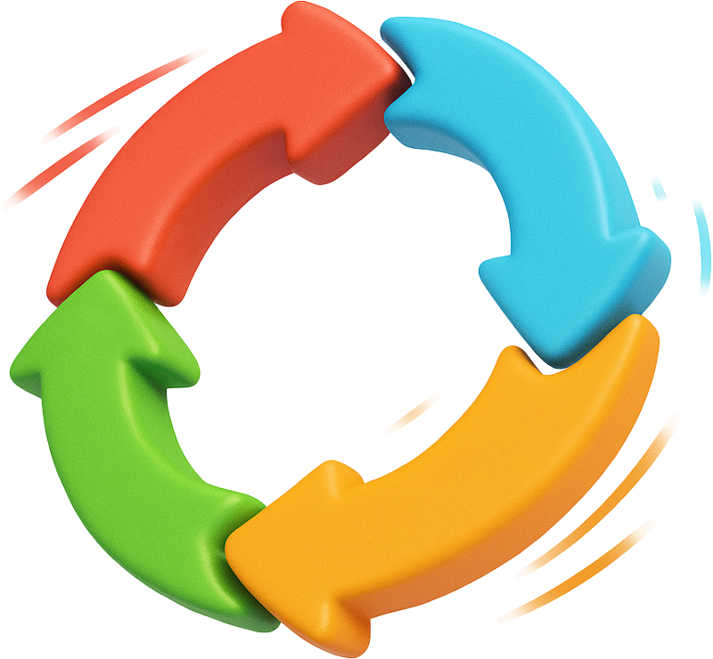 Flywheel arrows icon in 3D