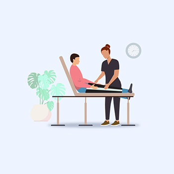 Game Ready illustration of patient on treatment table