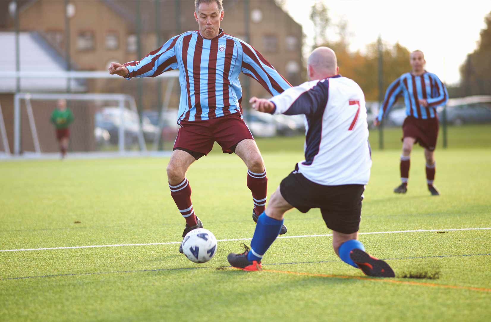 a man playing football