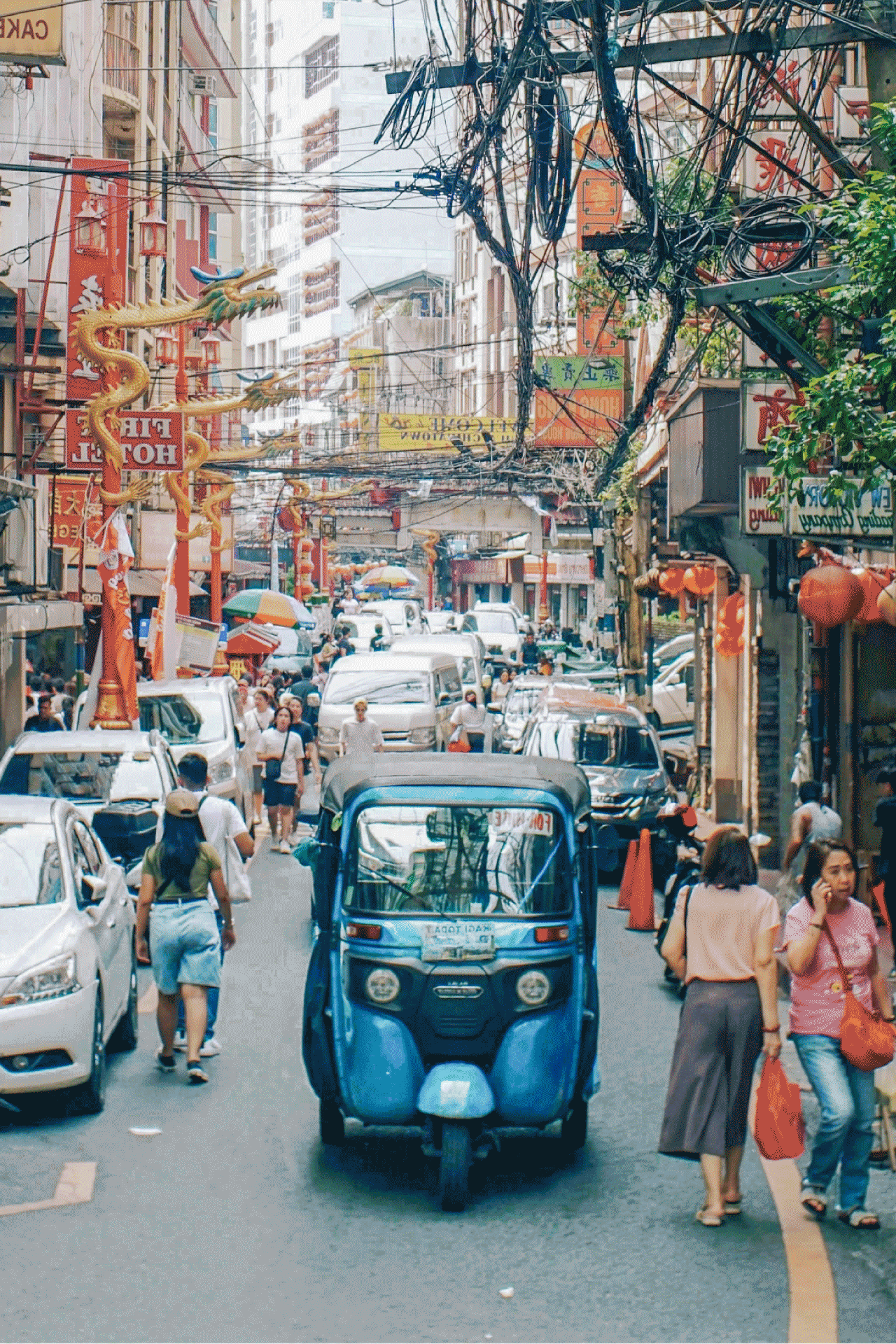 An electronic vehicle on a busy street