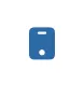 Blue icon of a rectangular device with a circular button and a smaller circular indicator light.
