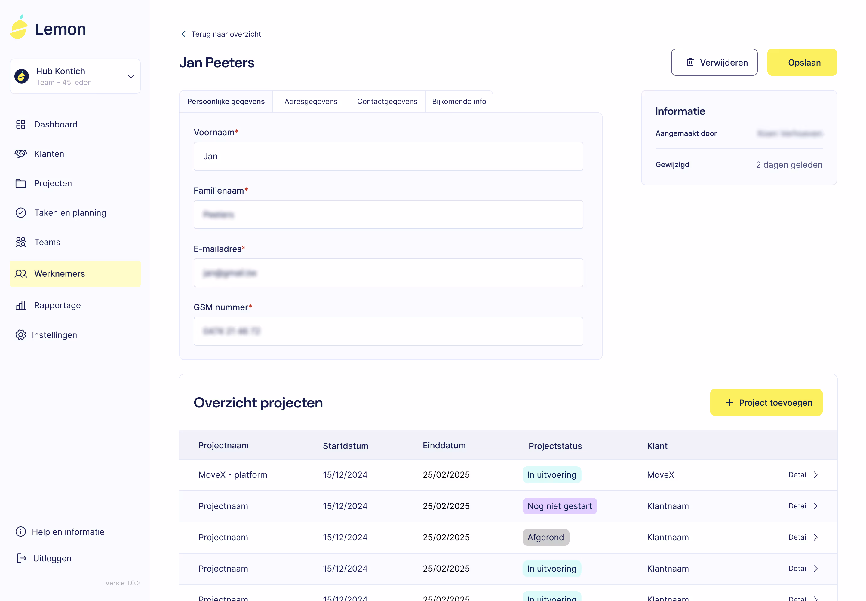 Werknemers - overzicht