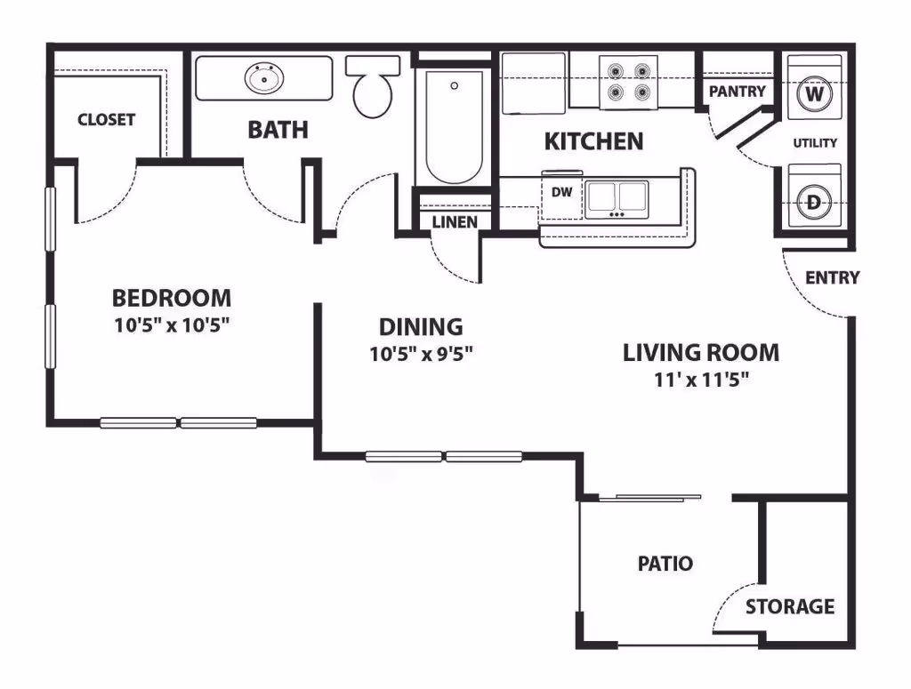 One Bedroom Apartment layout