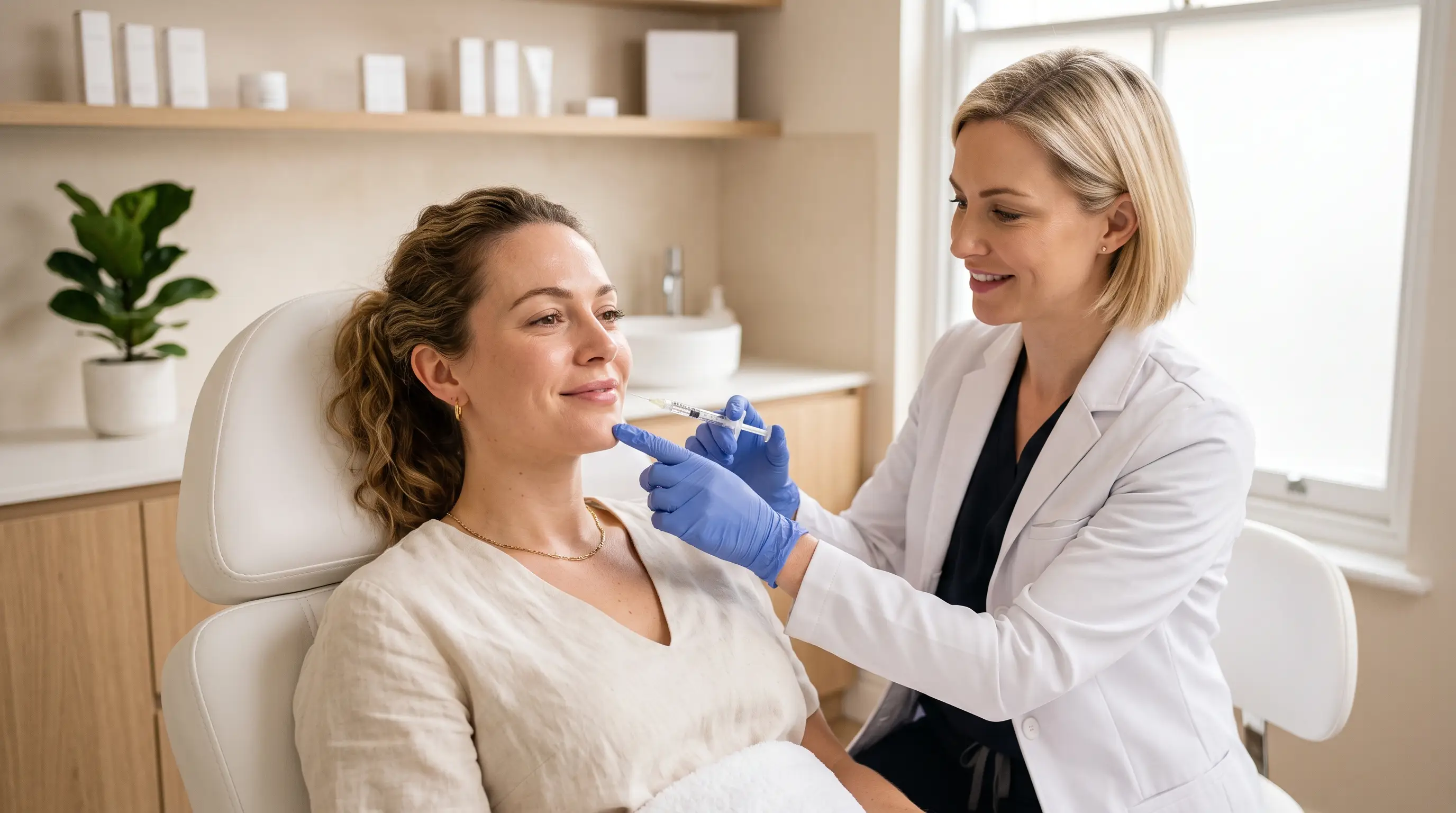 Aesthetic injector preparing a hyaluronic acid filler treatment for a patient at a med spa in Searcy, AR
