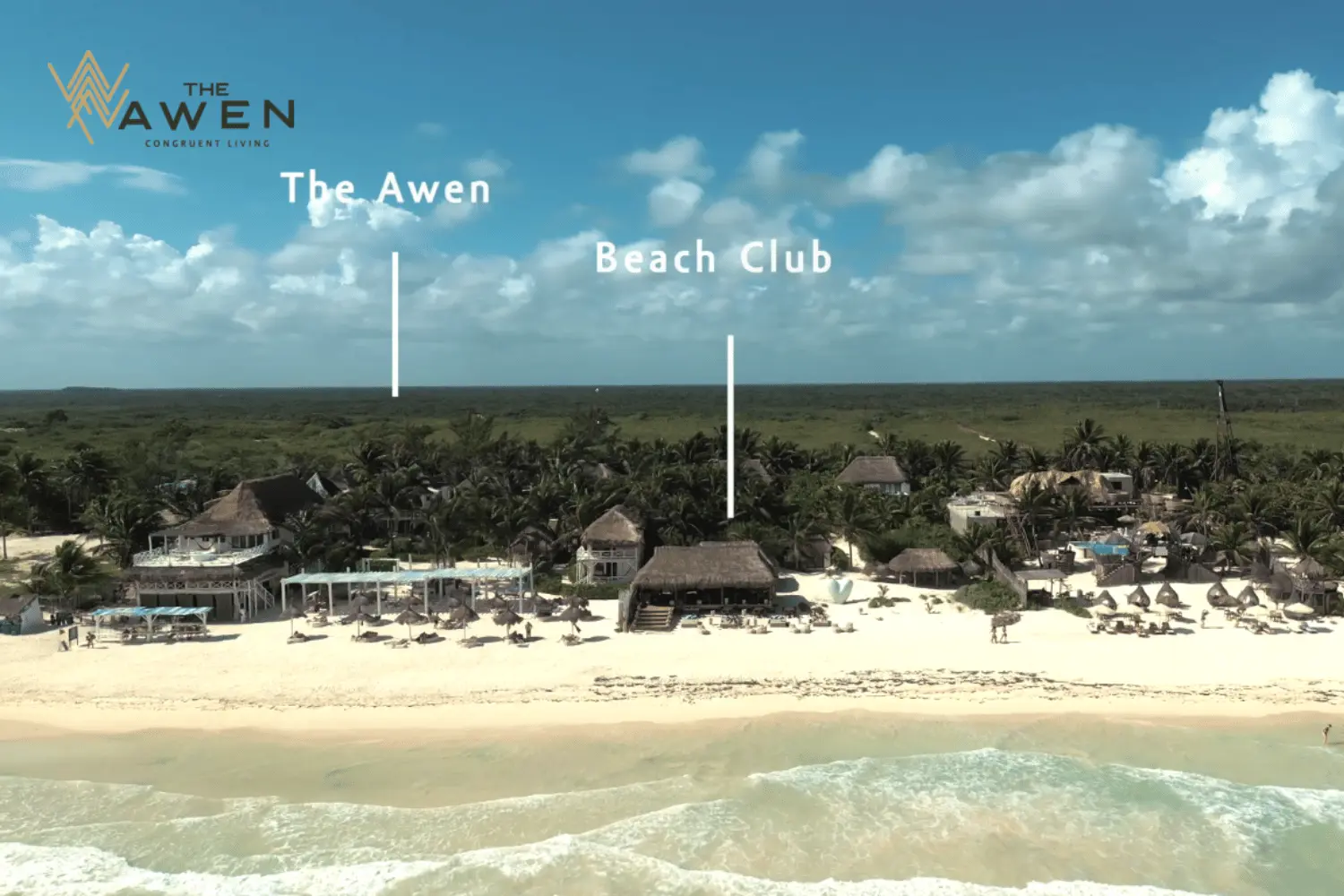Distance from The Awen to Tulum Beach