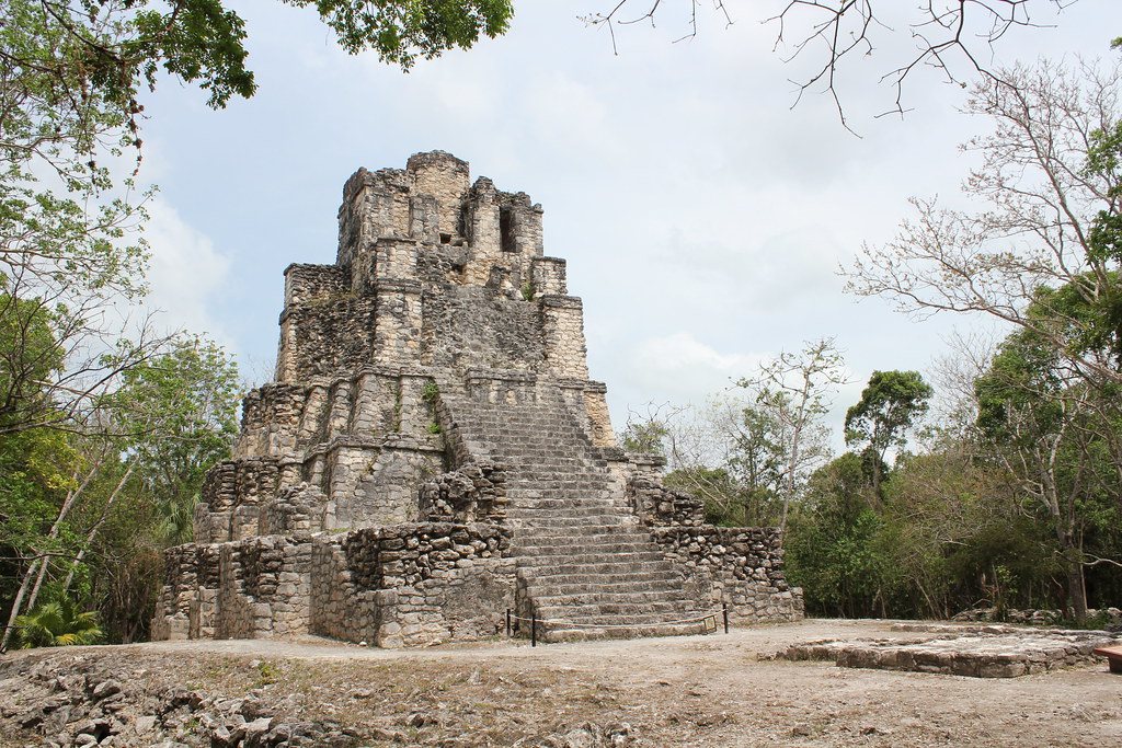 El Castillo at Muyil, Structure 8I-13, rising above the jungle