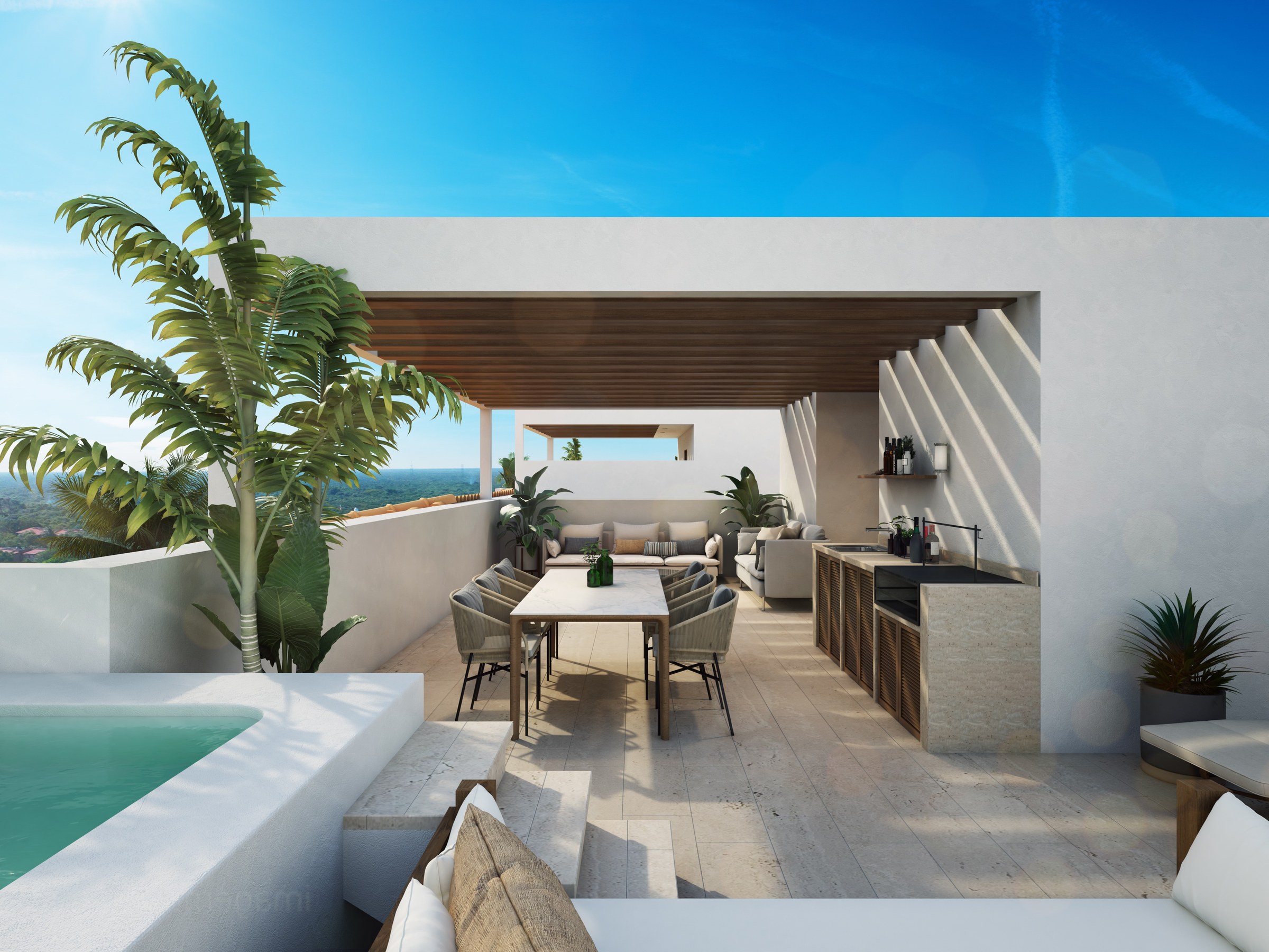 Puerto Aqua | 3 Bedroom Apartments with Private Rooftop in Puerto Aventuras