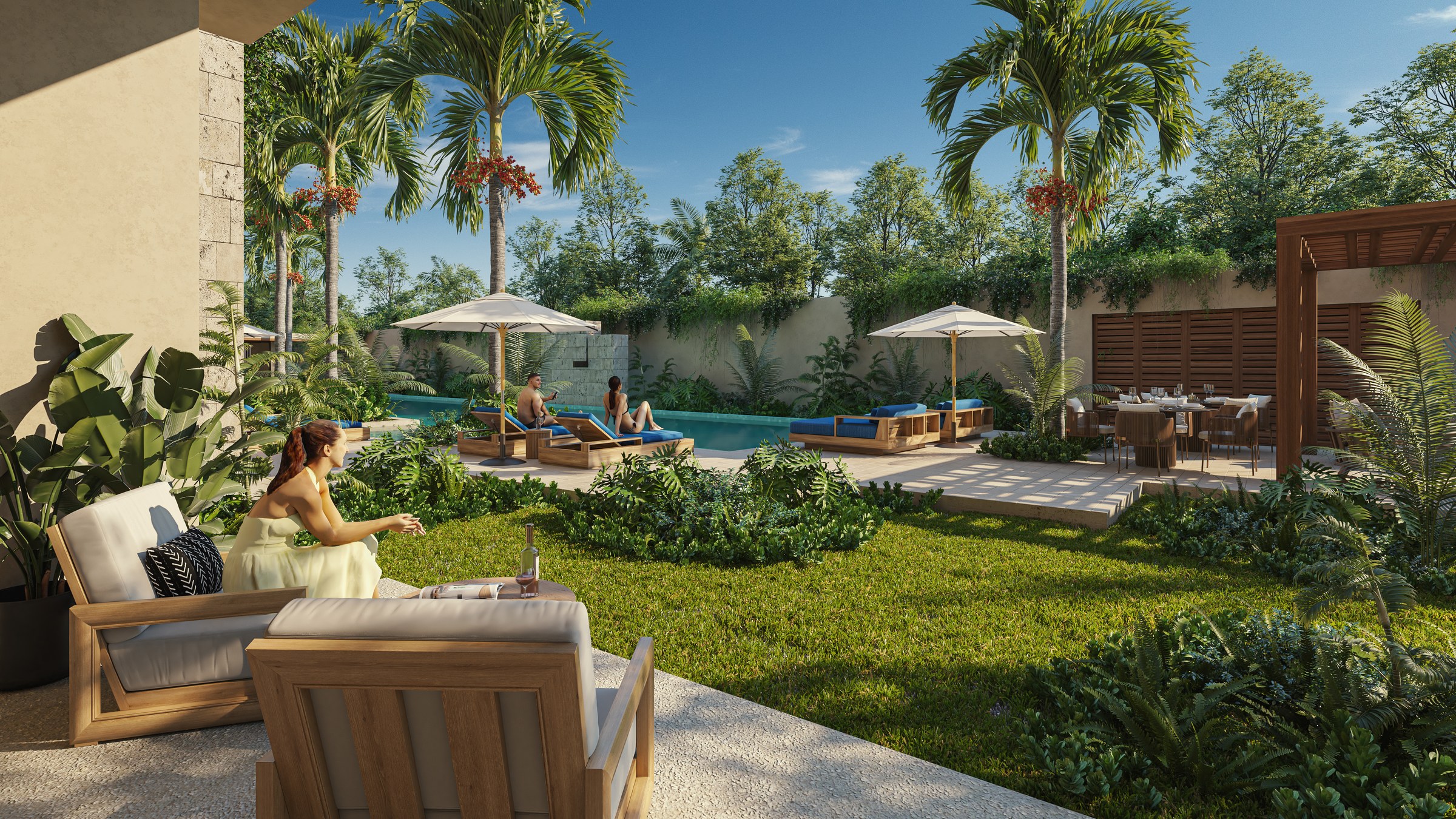 Oceanna Residences | Garden House, 3 Bedroom Ground Floor with Private Terrace in Playa del Carmen