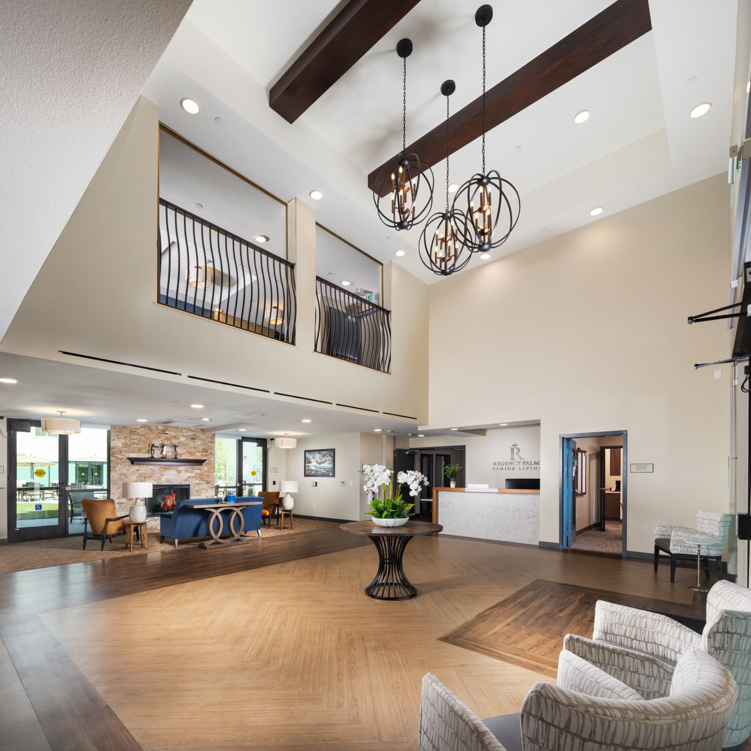 Lobby at Regency Palms Senior Living, Colton CA