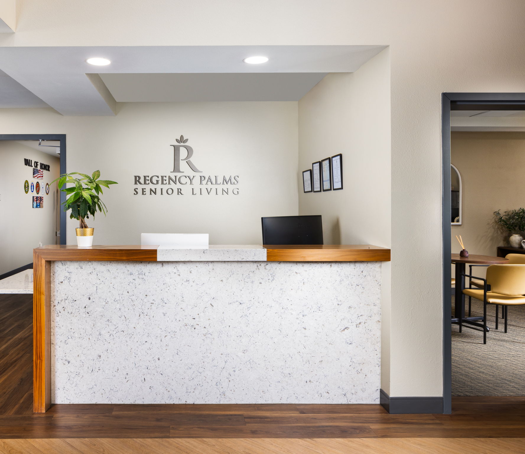 Front desk at Regency Palms Senior Living, Colton CA