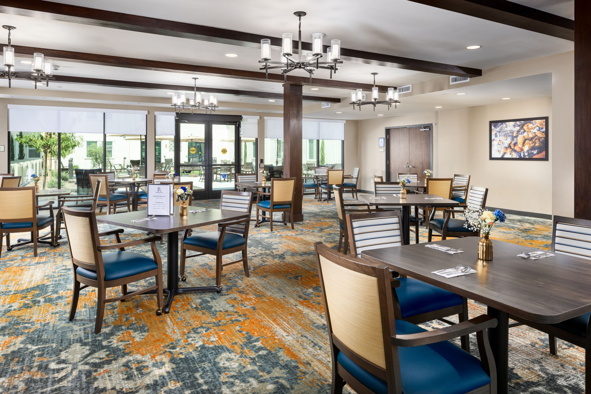 Dining room at Regency Palms Senior Living, Colton CA