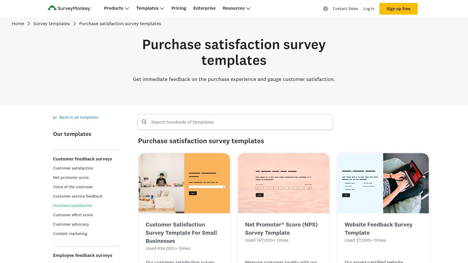 SurveyMonkey's Purchase Satisfaction Survey Templates