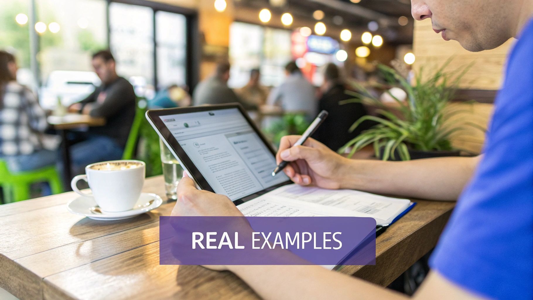 A close-up shot of a person's hand hovering over a multiple-choice survey on a tablet screen, trying to decide which option to select.