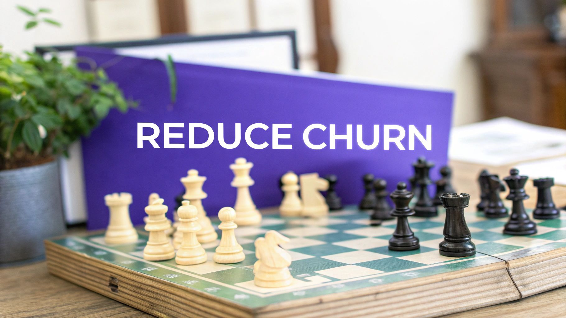 A hand placing a puzzle piece into a larger puzzle, symbolizing the strategic implementation of churn reduction tactics.