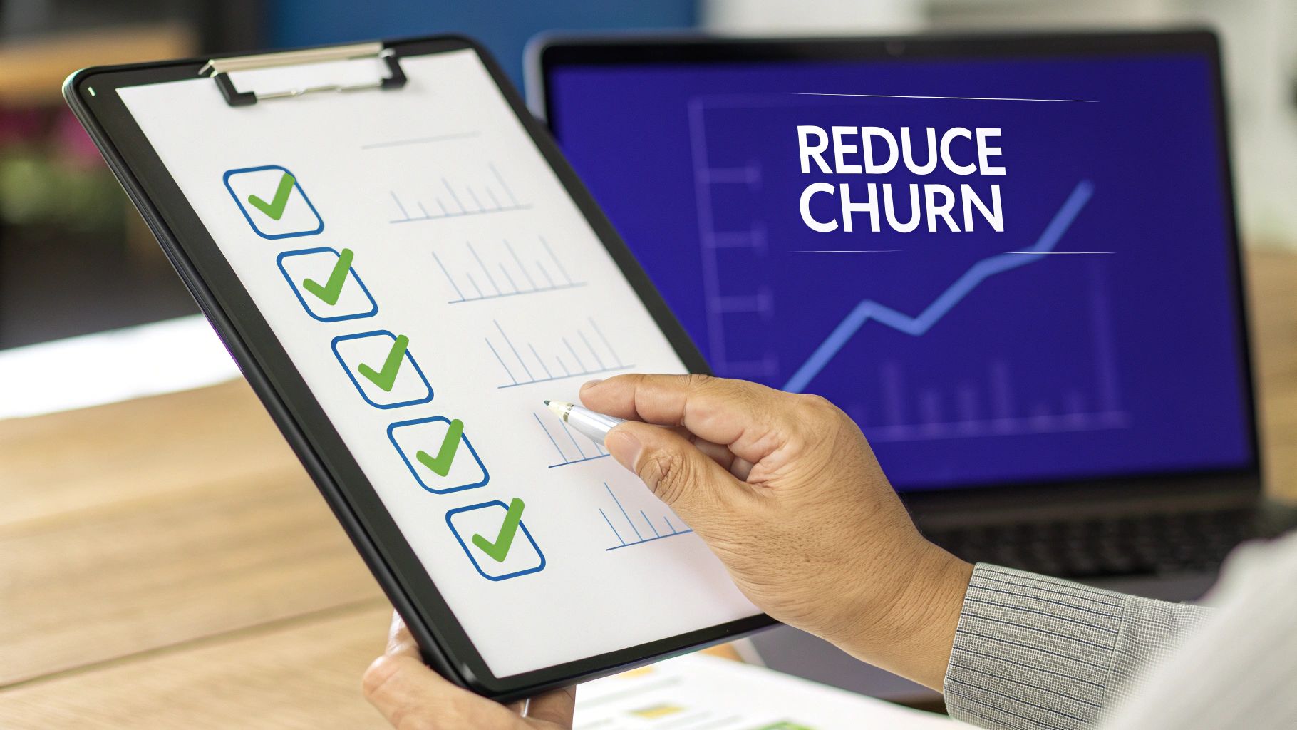 A person looking at a question mark icon.