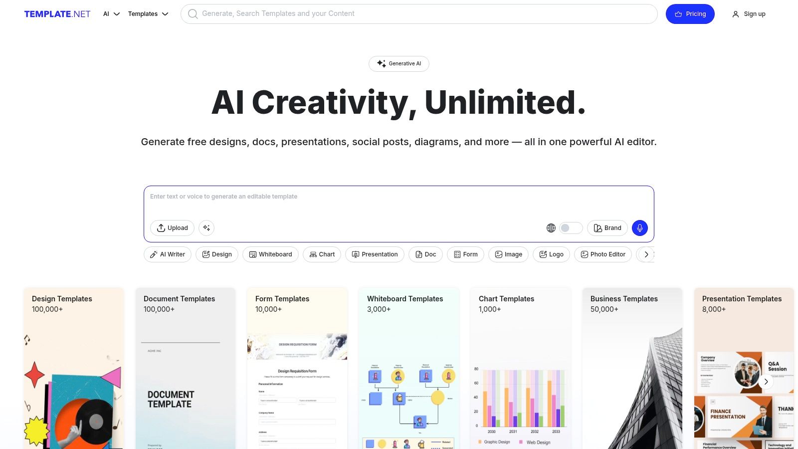 A screenshot of the Template.net website showing various business document templates.