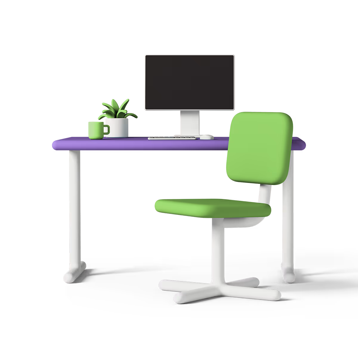 Workspace with computer desktop.