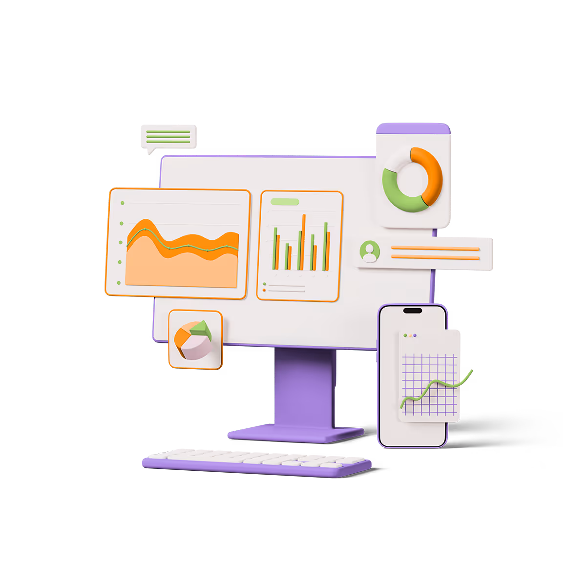 Analytics on computer screen.