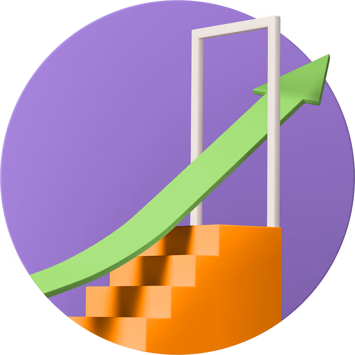 Steps with arrow pointing up.