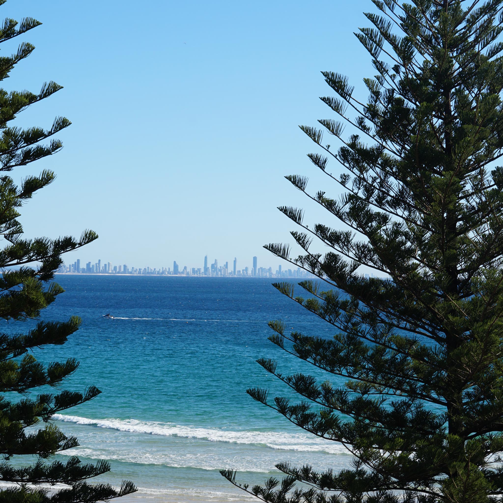 Balcony view from The Garland overlooking the Gold Coast horizon
