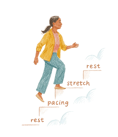 Woman walking mindfully with pacing cues, regaining control over activity with chronic pain