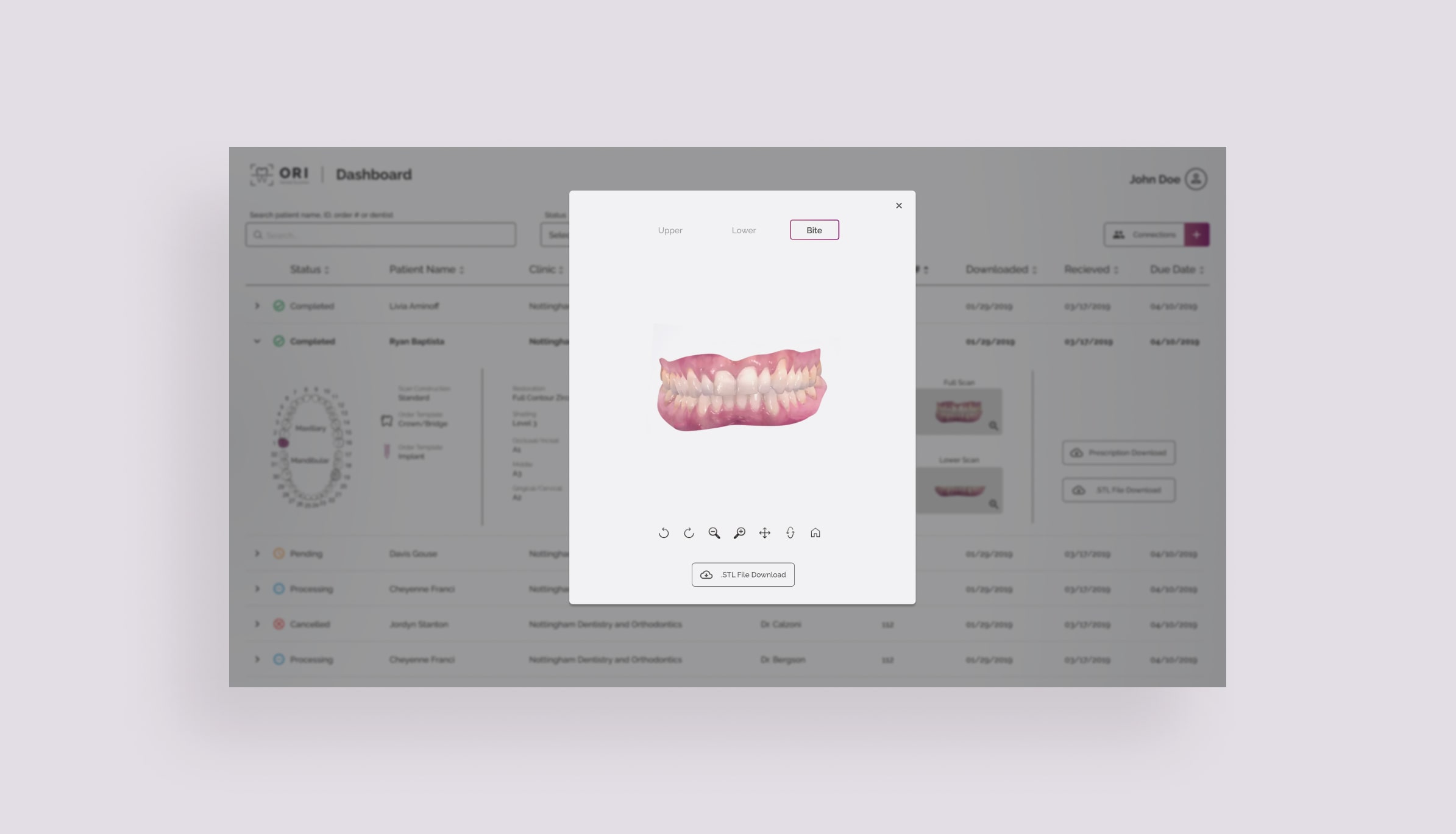 Ori Dental user interface
