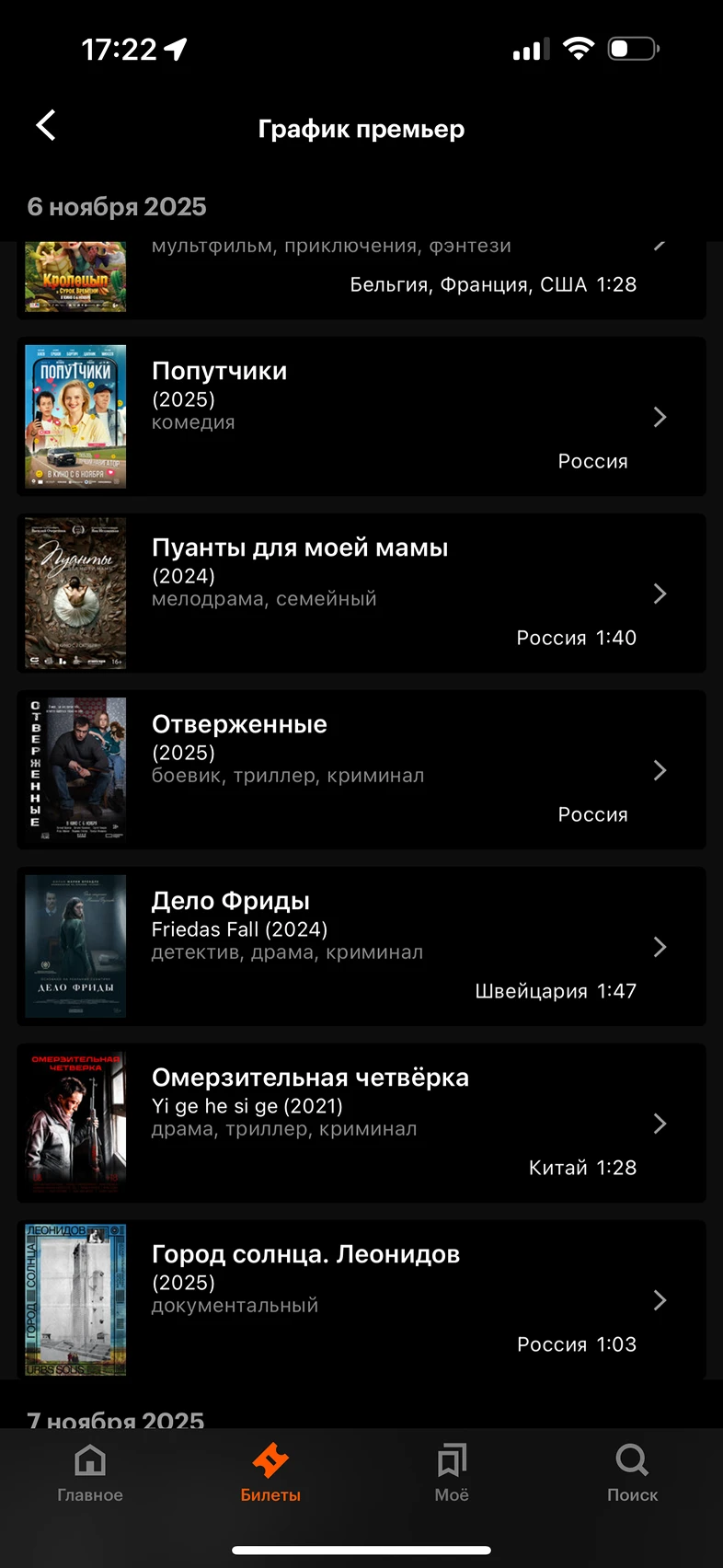 Просмотр графика премьер