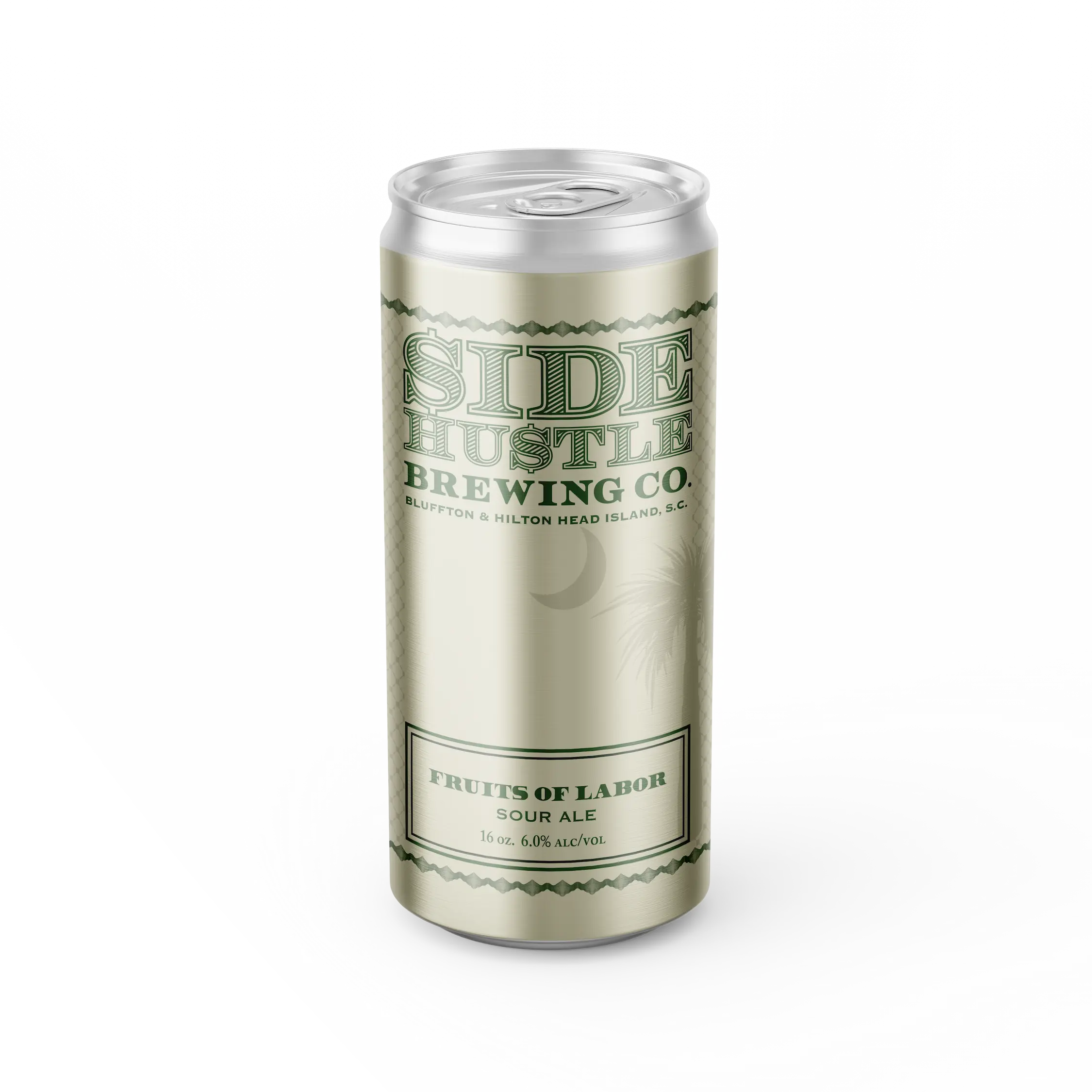 Side Hustle Brewing Co. Fruits of Labor sour ale can, featuring a dapper pig in a top hat and monocle labeled 'Makin' Bacon.
