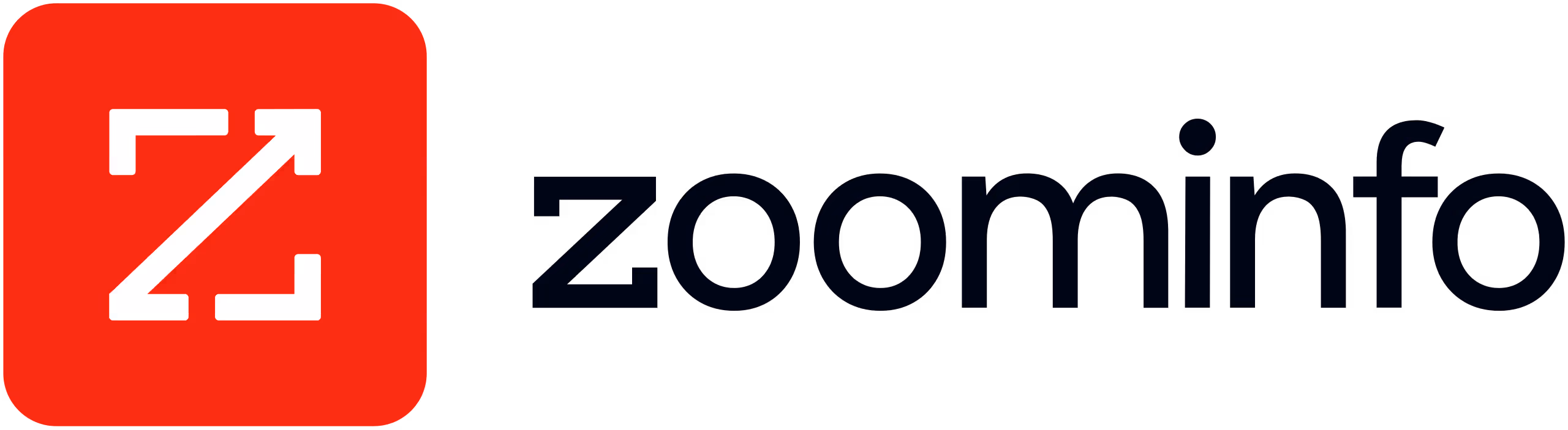 ZoomInfo logo with red square containing white arrow and company name in black text.