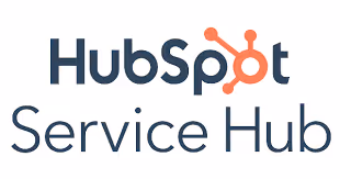 HubSpot Service Hub logo with stylized orange sprocket symbol in the word HubSpot.