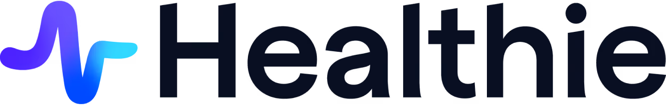 Healthie brand name with a gradient pulse line icon on the left.