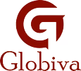 Globiva company logo with stylized letter G in dark red.