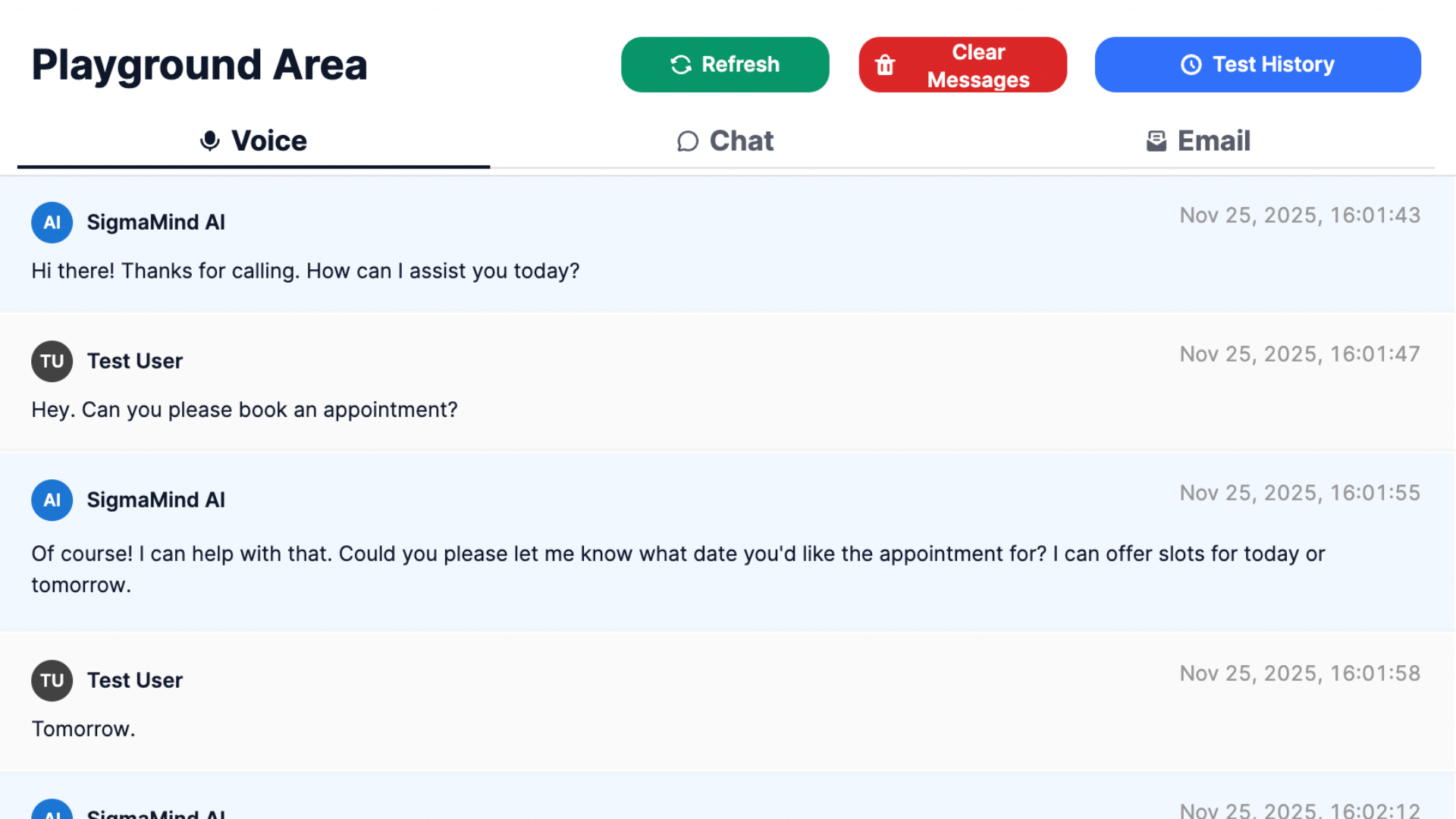 Before your agent speaks to a single customer, see exactly how it will behave.‍SigmaMind AI's Playground gives you a real-time testing space to simulate interactions, identify gaps, and refine responses - across every channel you support.