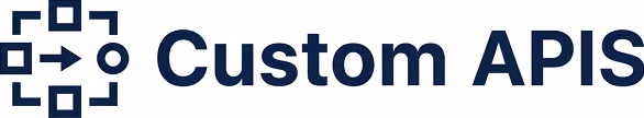 Icon of arrow encircled by squares next to the text Custom APIs.