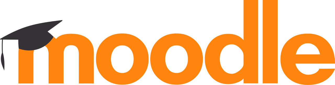 Moodle logo with orange text and a black graduation cap on the first letter.