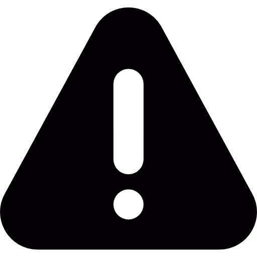 Black warning triangle with an exclamation mark inside on a white background.