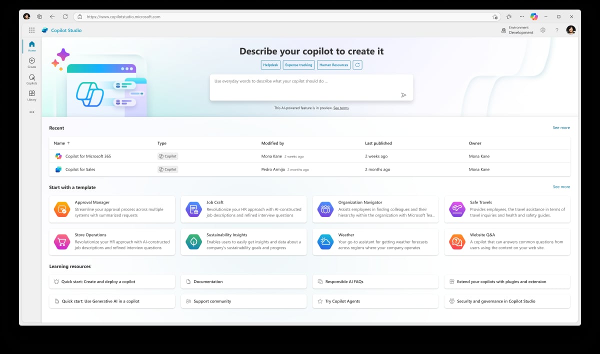 Microsoft Copilot Studio Screenshot