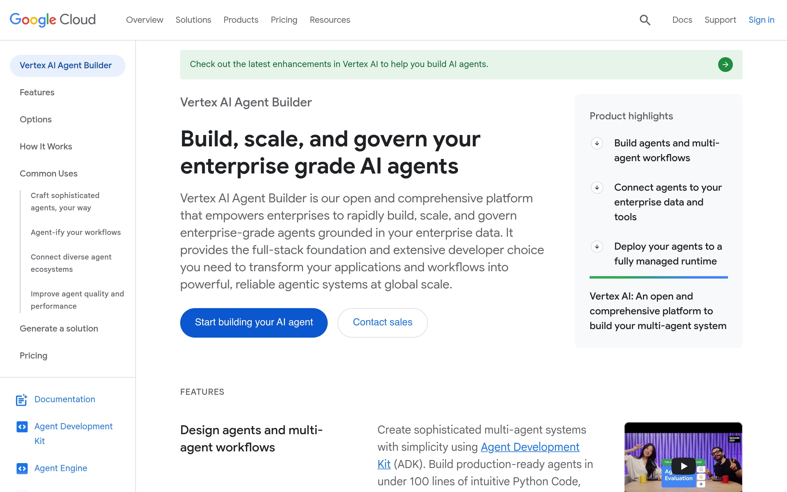 Google Agentspace (Vertex AI Agent Builder) Screenshot