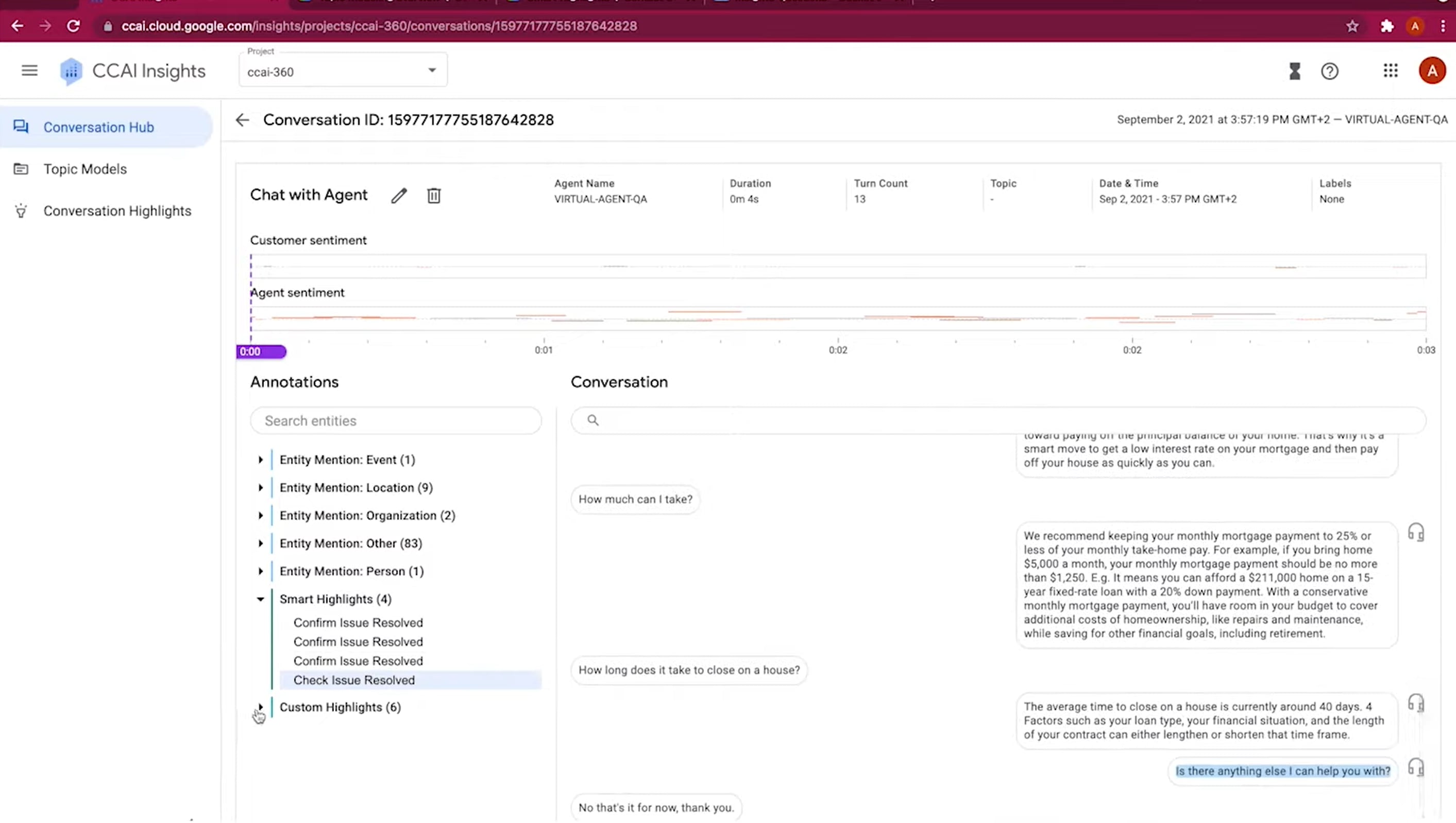 Google Cloud Contact Center AI Screenshot