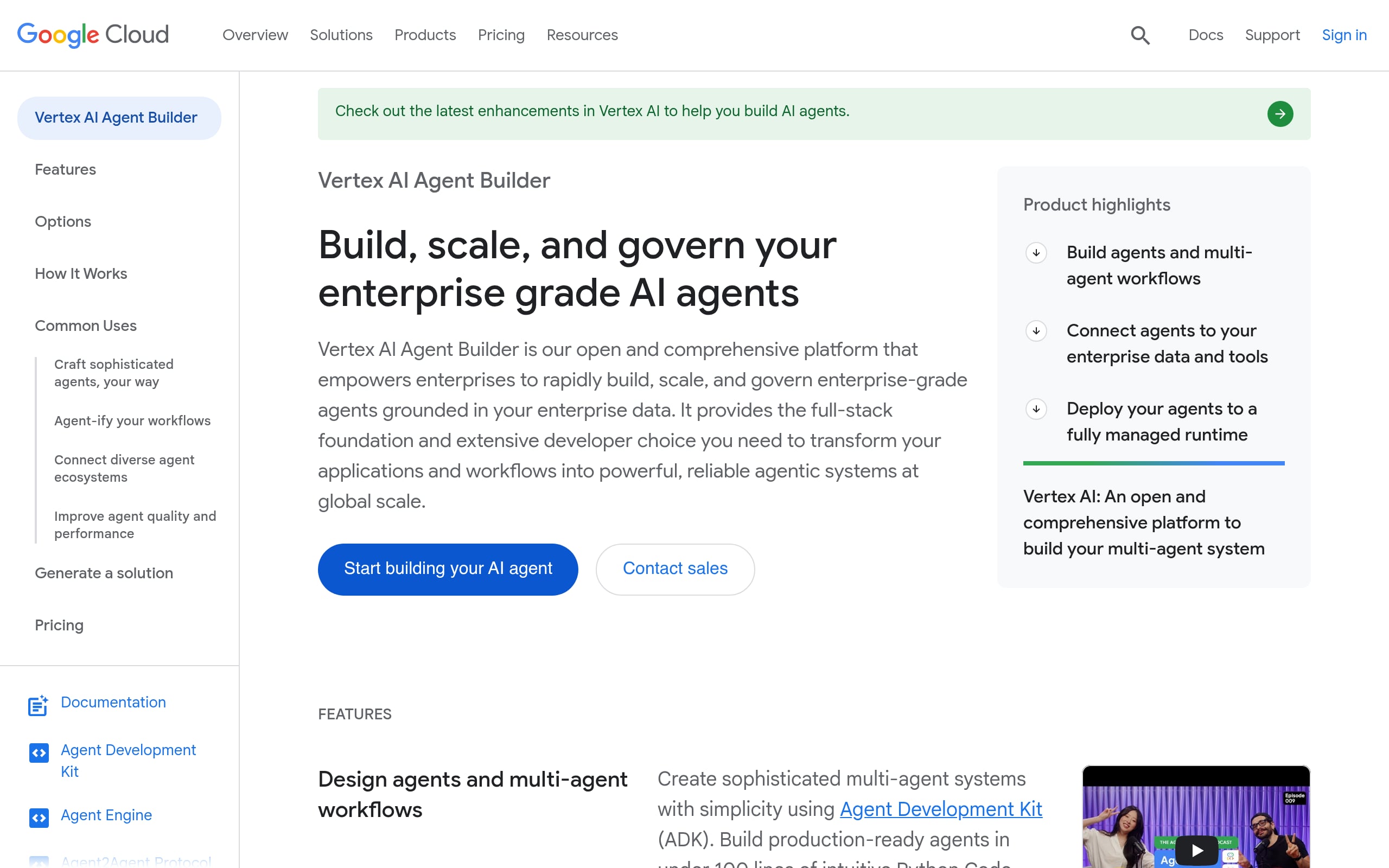 Google Agentspace (Vertex AI Agent Builder) Screenshot