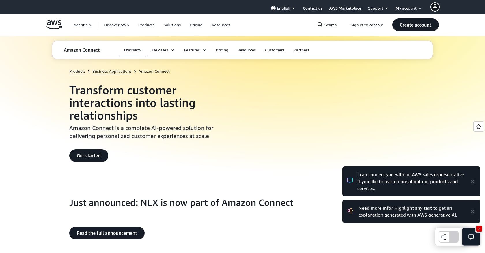 Amazon Connect + AWS AI Screenshot