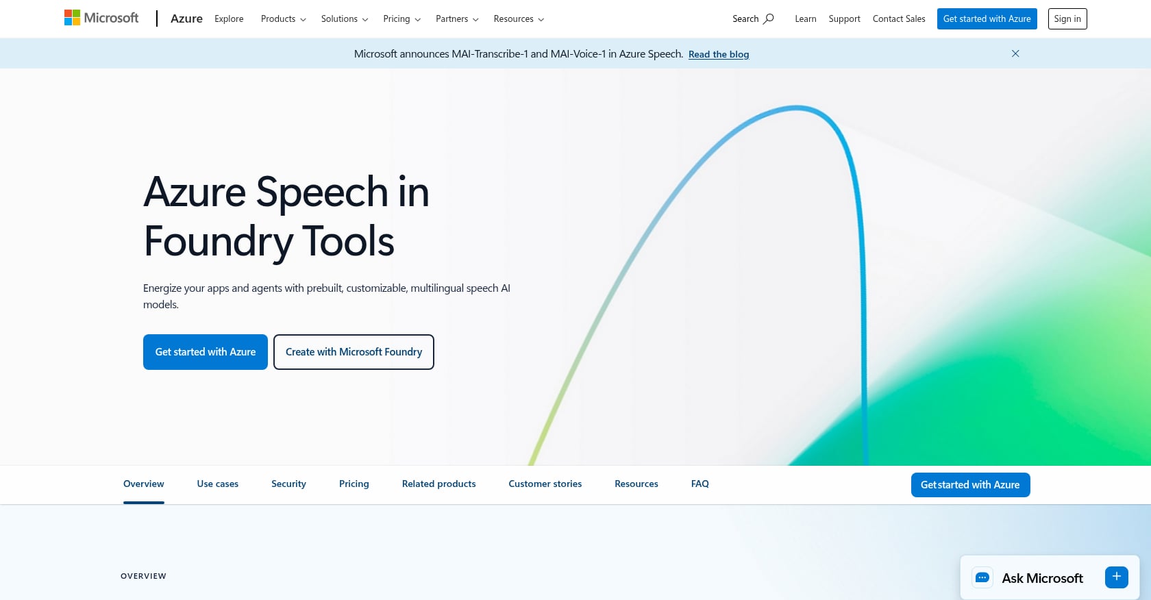 Microsoft Azure Speech to Text Screenshot