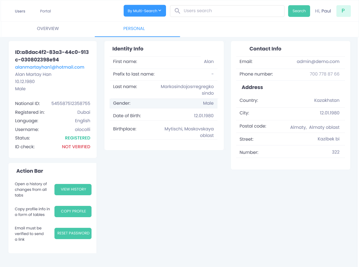 prorotypes for the system for internal customer management
