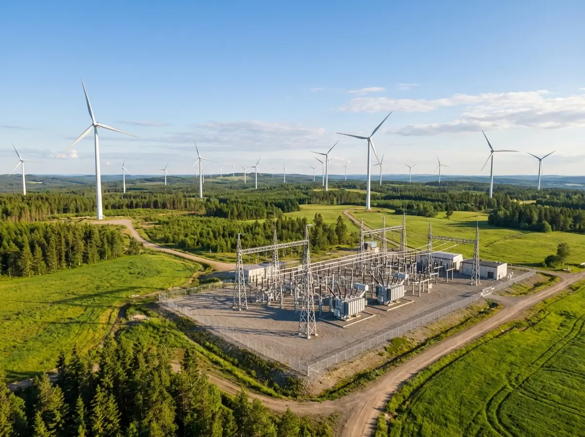 tuulipuisto ja tuulipuiston sähköasema