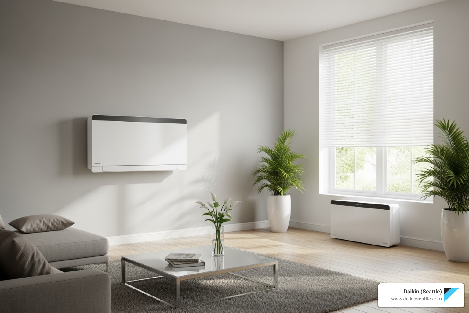 showcasing different indoor unit styles (wall, floor) - Daikin Aurora heat pump