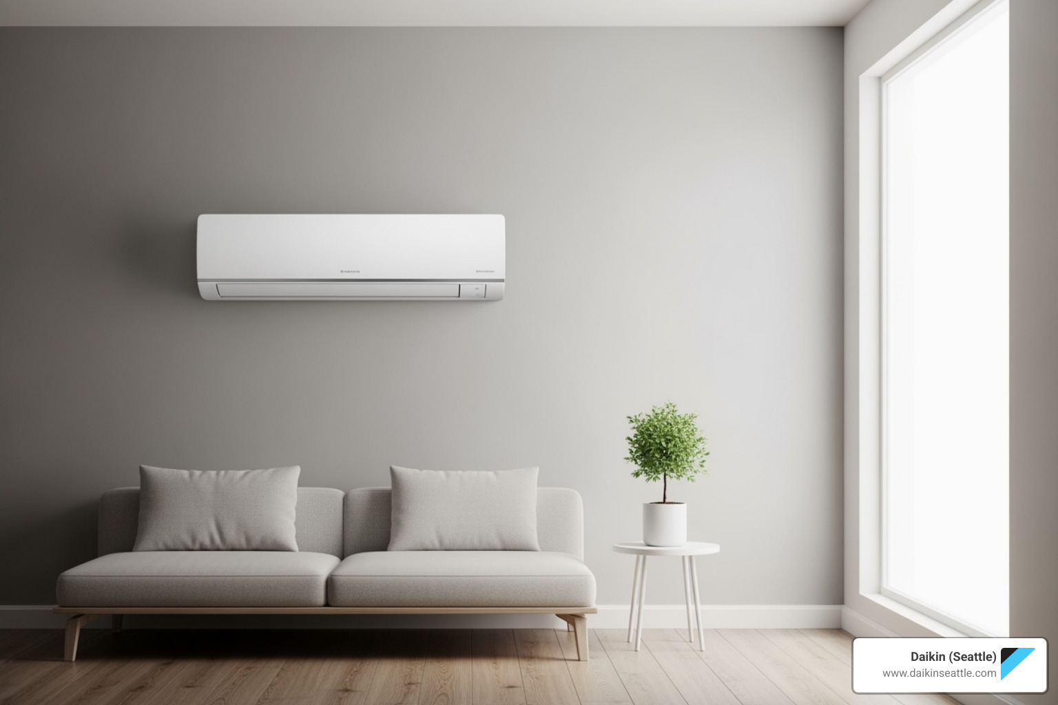 Daikin Emura unit in a modern interior - Daikin Aurora heat pump