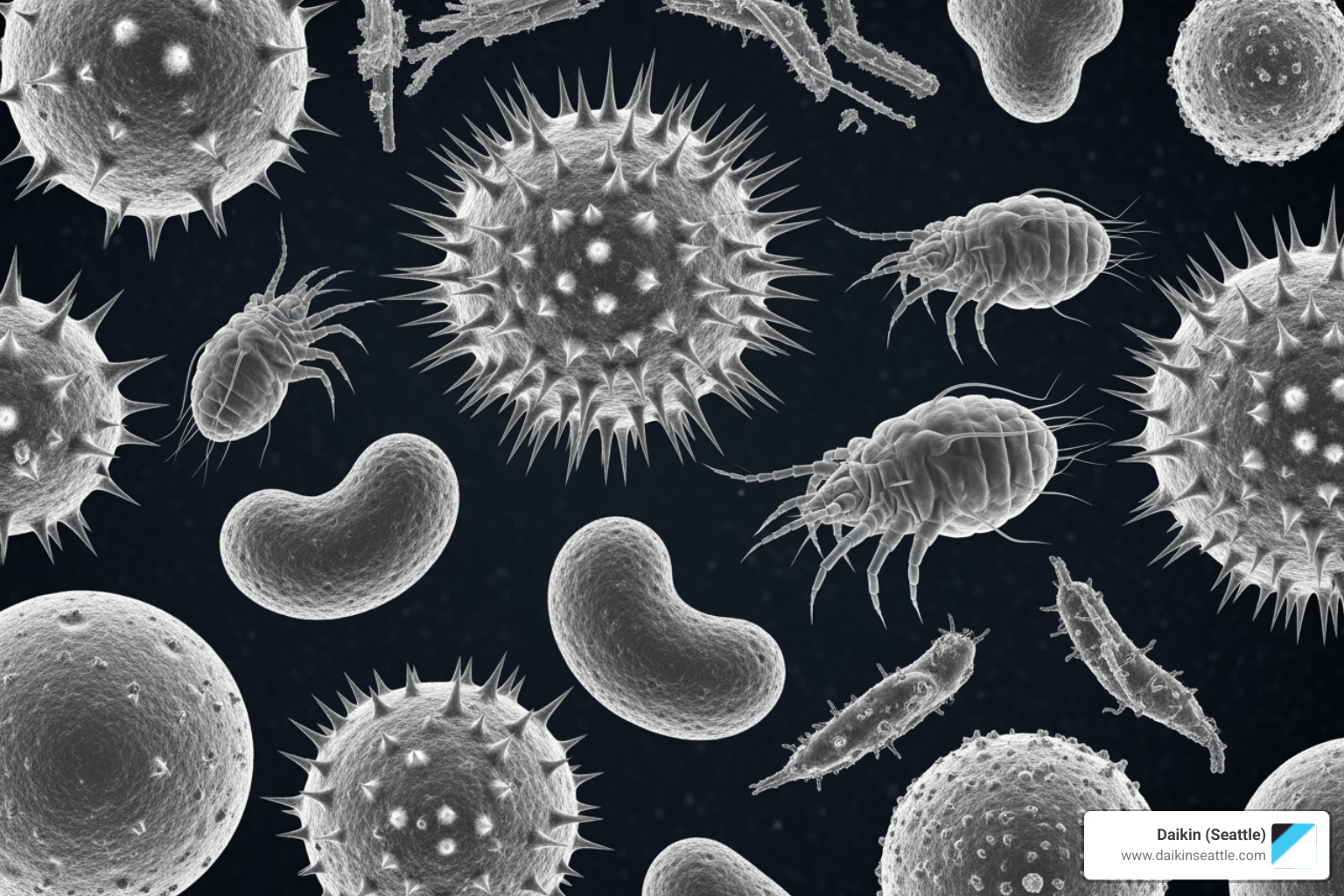 microscopic view of common airborne allergens found in the Pacific Northwest - daikin air purifier installation seattle